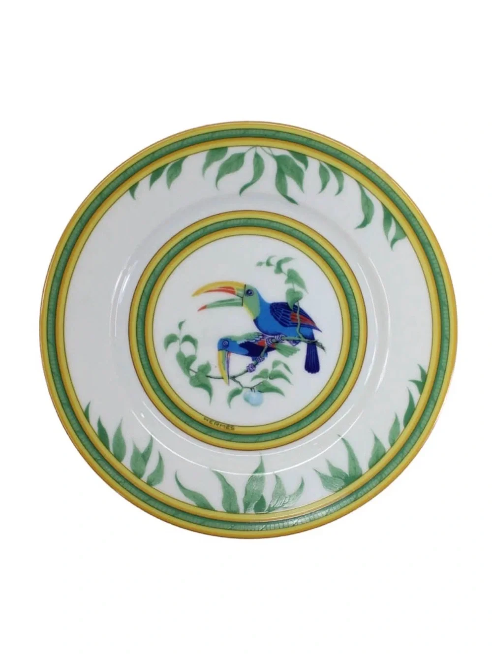 Hermes Toucan Floral Printed Porcelain Single Small Plate 6